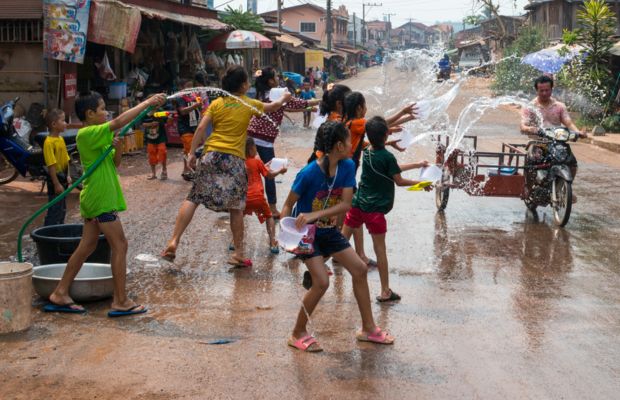 Water splashing in the Bunpimay Festival